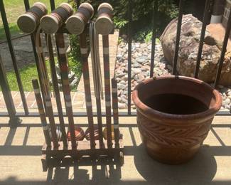 Croquet set and many planters