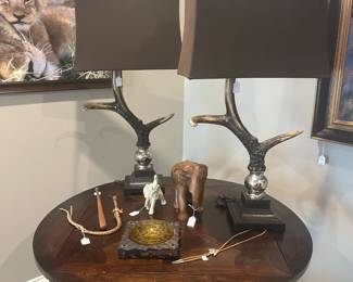 Matching antler lamps