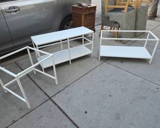 IKEA apartment living set with glass tops and shelves