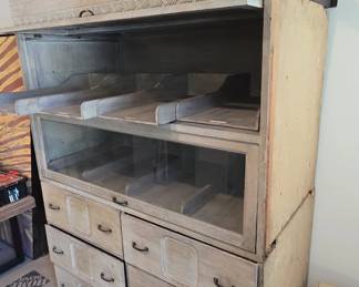 Vintage chic stationer's cabinet - originally built-in cabinet