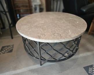 faux marble and wrought iron coffee table
