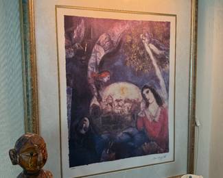 Autour d’ Elle framed lithograph by Marc Chagall 53/150 signed 22,5”x17.5” (art only)