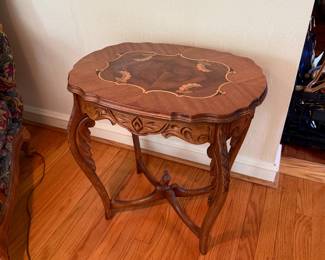 French Louis IV Style Table with Inlaid Wood