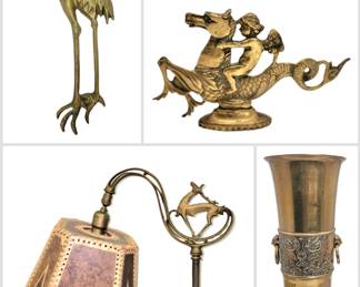 several unique decorative brass items