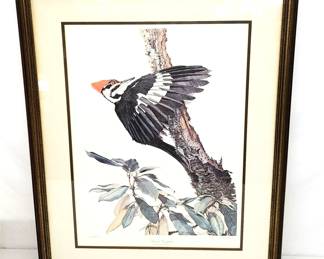 Sallie Middleton signed woodpecker print w coa