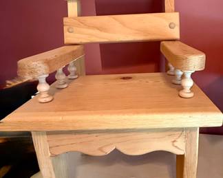 Vintage Raw Pine Chair for Dolls