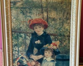 Two Sisters on the Terrace Framed Print by Pierre-Auguste Renoir. Original was Painted in 1881 and currently at the Art Institute of Chicago