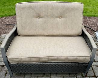 Outdoor Wicker Set with Loveseat, 2 Chairs, coffee table and Cushions