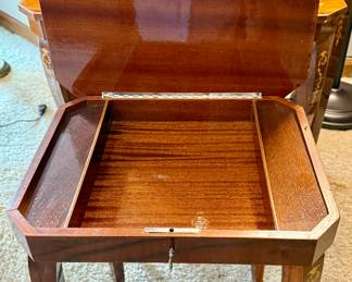 Beautiful Set of 3 Marquetry Inlaid Wood Nesting Tables