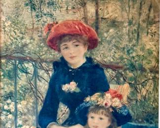 Two Sisters on the Terrace Framed Print by Pierre-Auguste Renoir. Original was Painted in 1881 and currently at the Art Institute of Chicago