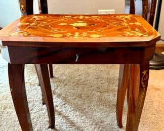 Beautiful Set of 3 Marquetry Inlaid Wood Nesting Tables