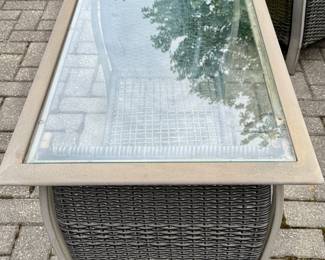 Outdoor Wicker Set with Loveseat, 2 Chairs, coffee table and Cushions