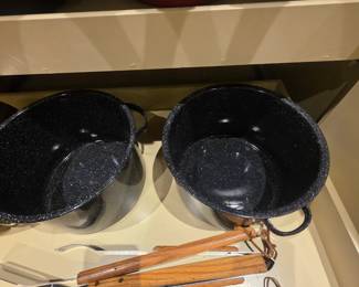 Kitchen: serving pieces & stock pots