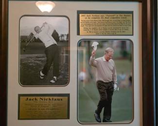 Framed picture of Jack Nicklaus “waving goodbye” at 2005 Masters Championship