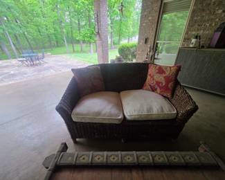 Outdoor 2 seater sofa on patio