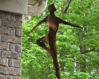 Outdoor patio area sculpture