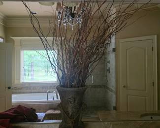 Master Bathroom - x-large urn filled with willow
