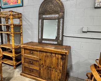 Rustic Cabinet, Mirror, Artwork & Bamboo Furniture Orlando Estate Auction