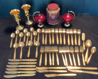Gold Plated Flatware Americana Golden Heritage, Vintage Kugle Style Ornaments More