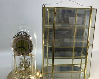 Glass Dome Clock and Display Cabinet
