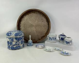 Lazy Susan with Assorted Ceramic/Porcelain Dishware