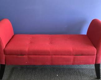Red Upholstered Storage Bench