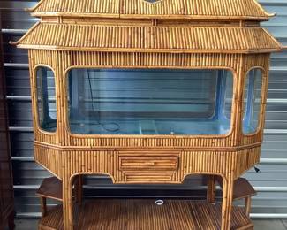 Bamboo Fish Tank Stand with Aquarium