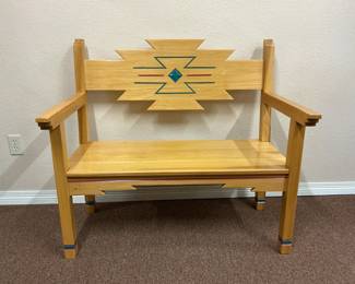 Southwestern Style Wooden Bench
