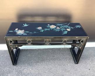 Chinese Console Table with Lacquer Floral Design