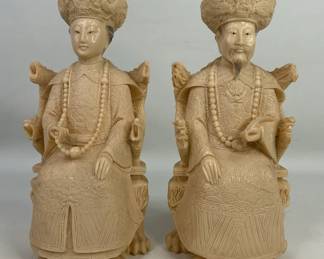 Intricate Carved Resin Asian Figures