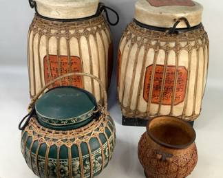 Decorative Storage Jars & Containers with Woven Design