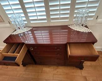 Antique Dining Set: China Cabinet, Buffet and Table and Chairs.