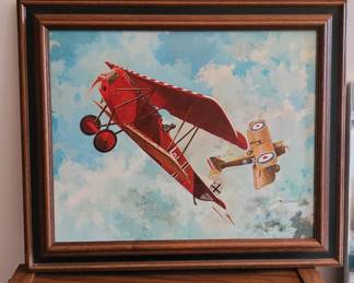 WWI Bi-Plane Dogfight Framed Art 24x20