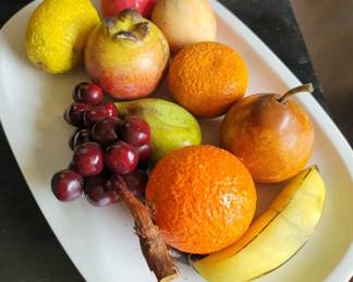 Alabaster Hand Painted Fruit on Stoneware Plate