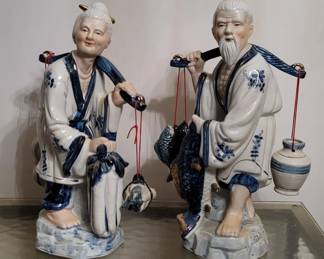 Porcelain Japanese Fisherman Statues