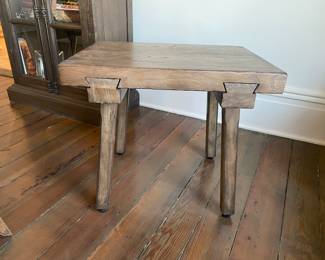 RH sawhorse side table. Matching sawhorse console table also available.