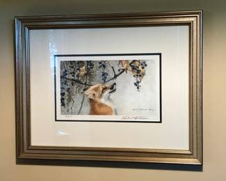 1997 print by Robert Bateman (Canadian, b. 1930) “Fox & Grapes”, edition of 2500 with COA, pencil signature lower right, framed size 14” x 18”