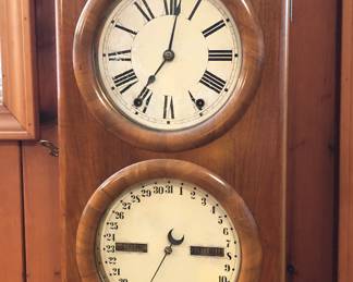Antique Seth Thomas wall clock with day & date - dated 1877