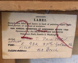 Label on back of painting
