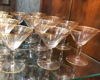 Gold rim martini glasses (set of 9)