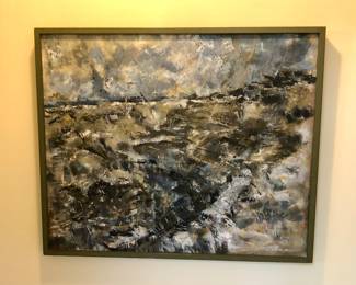 "The Beach" oil painting on canvas by Spokane artist Nan T. Painter, 31” x 37” framed. It was exhibited in 1960 at the Seattle Art Museum's 46th Annual Exhibition of NW Artists