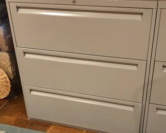 3 drawer lateral file - we have 2 alike (each 36”W, 18”D, 39”H), one with key