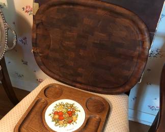 Dansk teakwood carving board, wood serving tray with tile