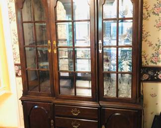 Drexel Heritage lighted china cabinet - upper part has 3 doors (78”H, 53”W, 15”D)