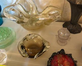 Murano glass bowls, lava crack glass paperweight