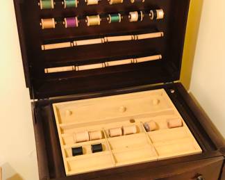 Interior of sewing cabinet