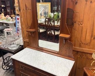 Marble top antique wash stand $250