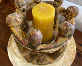 Circle of friends, candle holder Mayan folk art $95