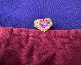 18k gold with PINK SAPPHIRE heart