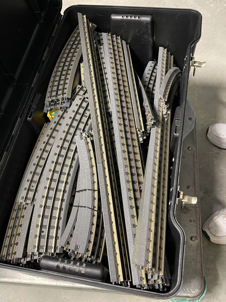 2 foot lockers of MTH Real Trax track.